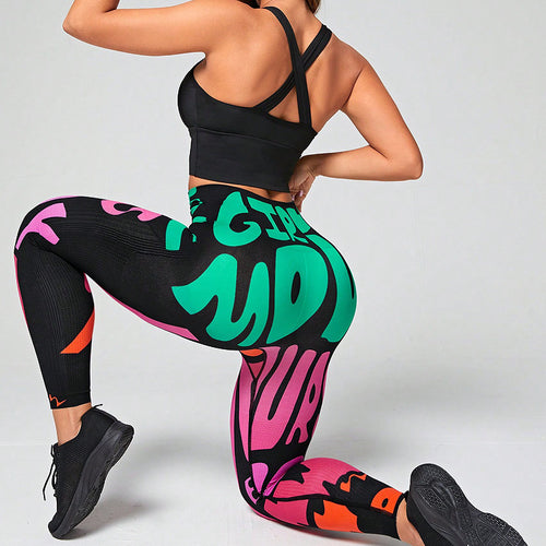 Graffiti Print High-Rise Seamless Legging