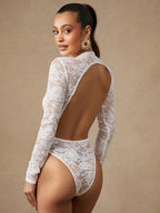 Lace Long Sleeve Bottoming Bodysuit