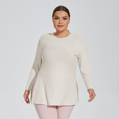 Plus Size Slim Fit Side Slit Sports Top