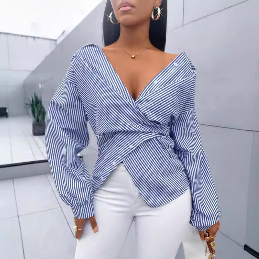 All Match Striped Long Sleeve Shirt