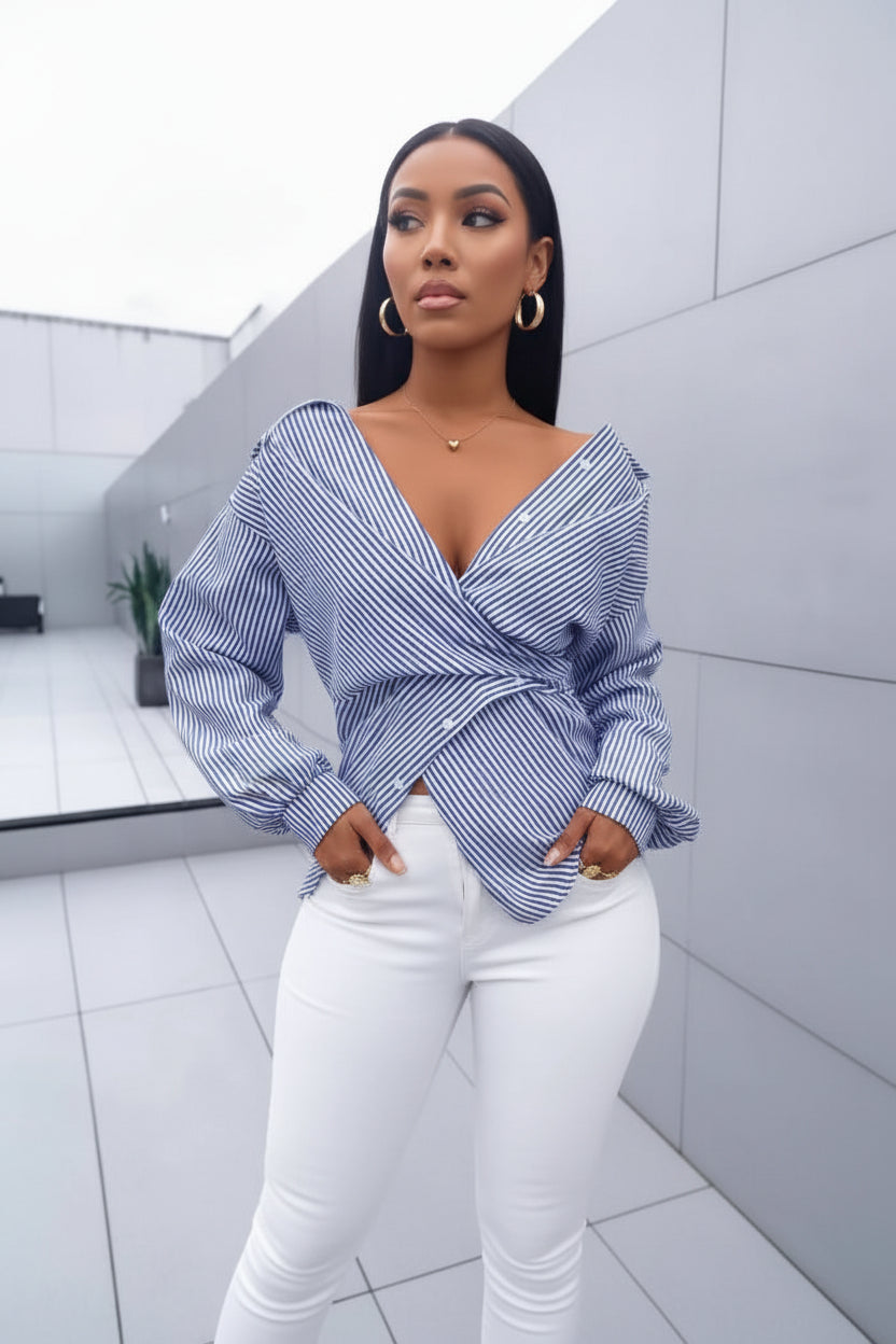 All Match Striped Long Sleeve Shirt