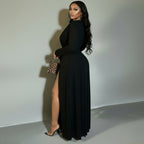 Curve Draping Split Dress