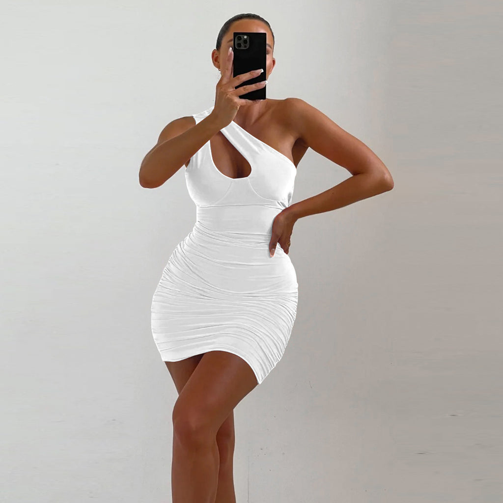 Diagonal Collar Sheath Dress