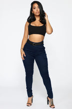 Skinny Stretch Belt Pants
