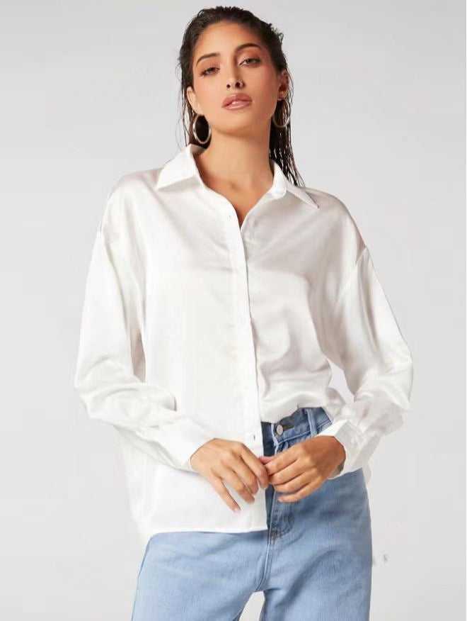 Satin Comfort Casual Sleeved Shirt