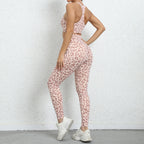 Leopard Print Beauty Back Fitness Suit