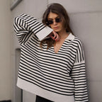 Black Striped Polo Sweater