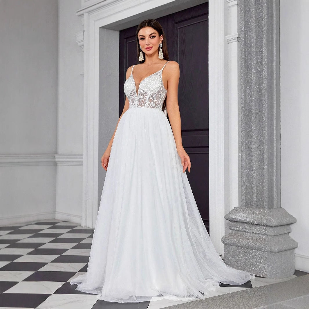 Strapped Lace Girdle Wedding Dress