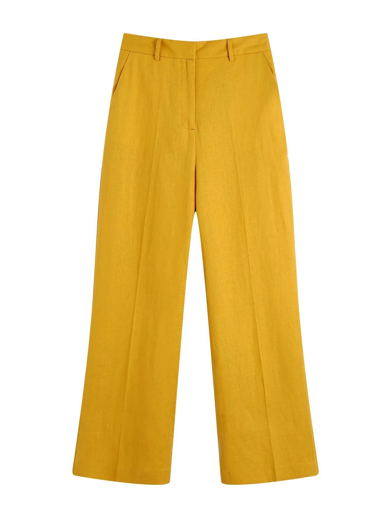 Retro Slimming Yellow Straight Pants