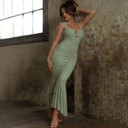 Spring Pleated Fishtail Dress