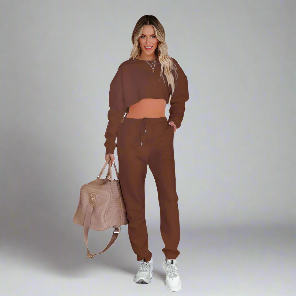 Pullover Cropped Sweater & Trousers Set
