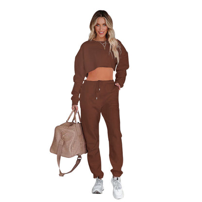 Pullover Cropped Sweater & Trousers Set