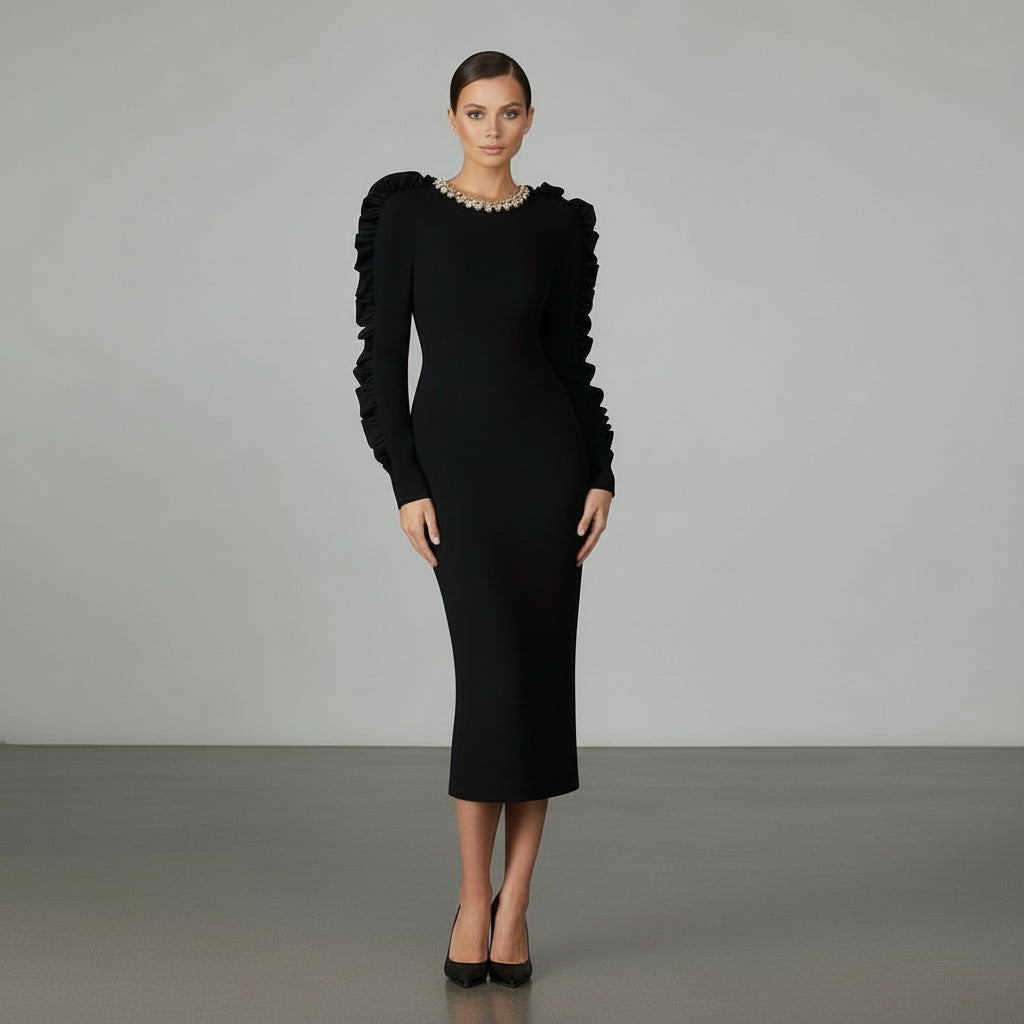 Stringy Three Dimensional Mid Length Dress