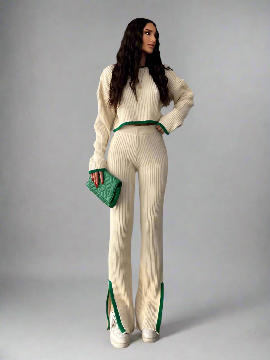 Long Sleeve Top Pants Knitted Set