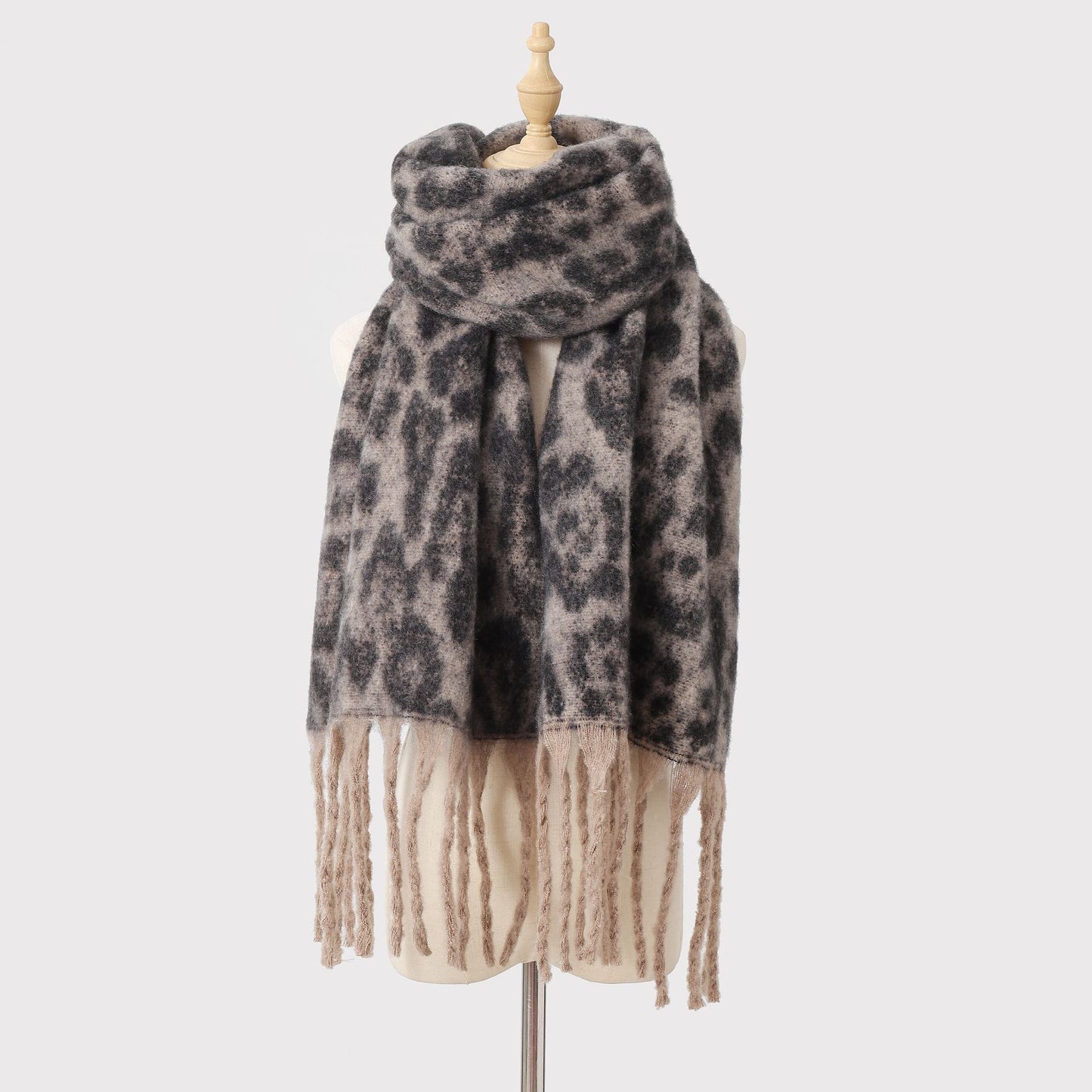 Leopard Print Tassel Scarf