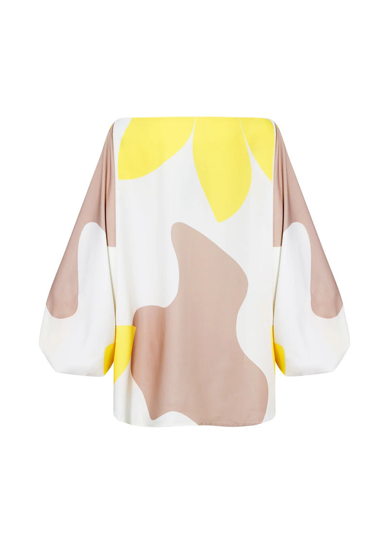 Loose Printed Lantern Top & Tassel Hem Skirt Set