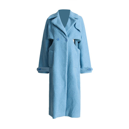 Twisted Waist Blue Plush Coat