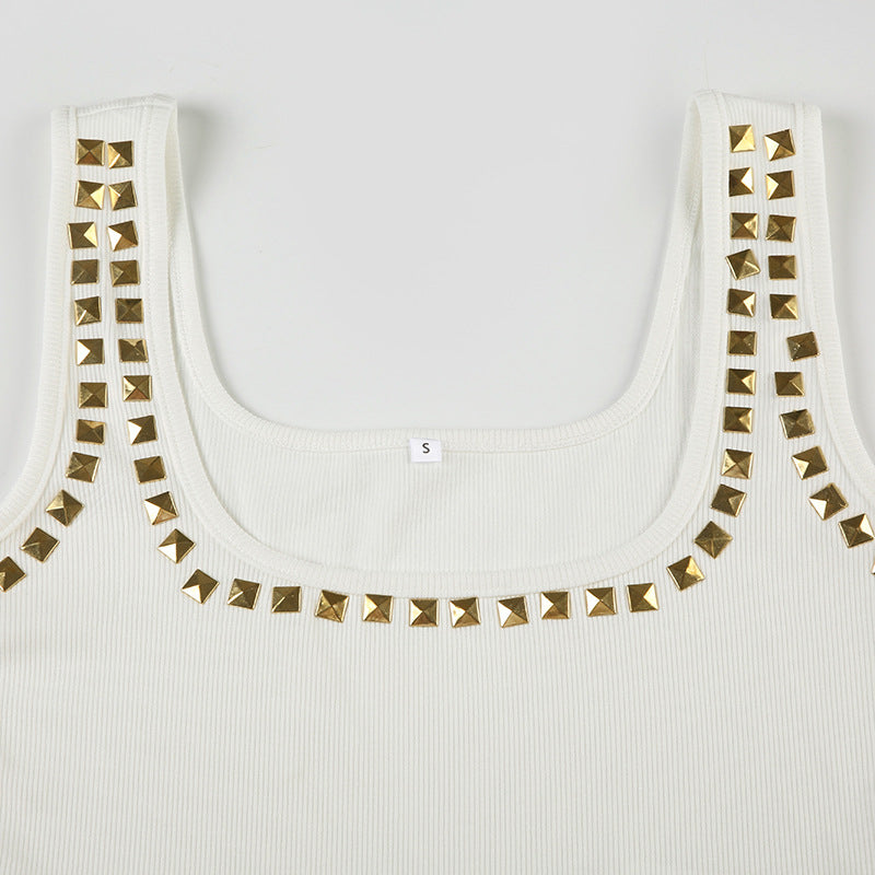 Metal Square Rhinestone Top