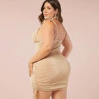 Curve Sheath Tied Spaghetti Strap Party Dress