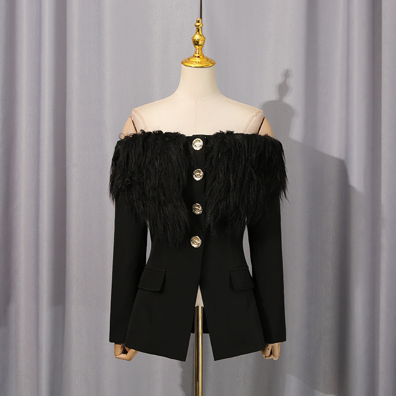 Big Buttons Faux Fur Blazer