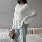 Knitted Casual White Sweater