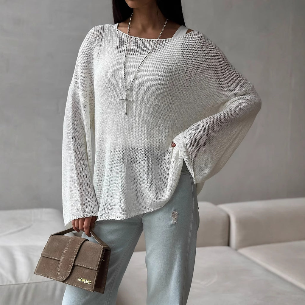 Knitted Casual White Sweater