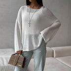 Knitted Casual White Sweater