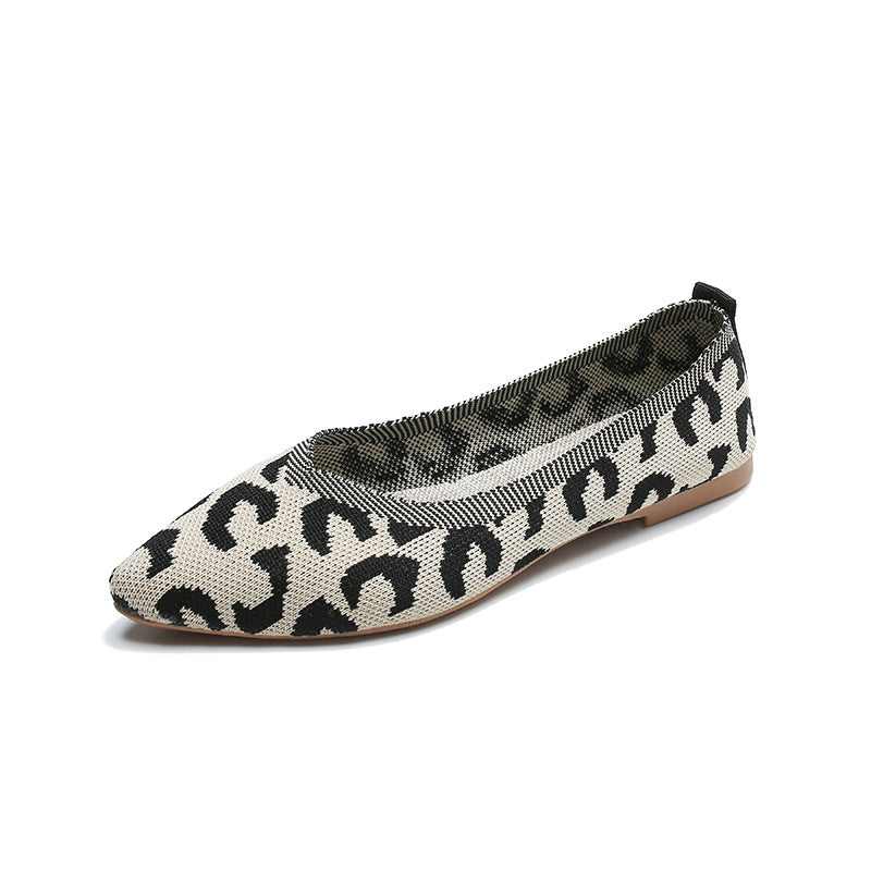 Knitted Leopard Flat Shoes