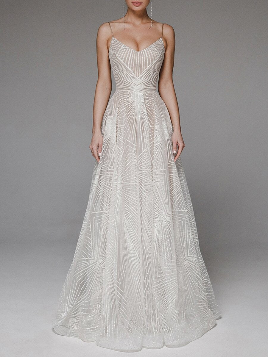 Elegant Embroidered Lace Wedding Dress