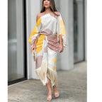 Loose Printed Lantern Top & Tassel Hem Skirt Set