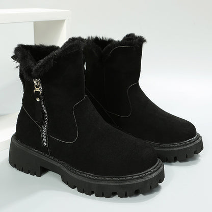 Vintage Fleece-Lined Thickening Ankle Snow Boots