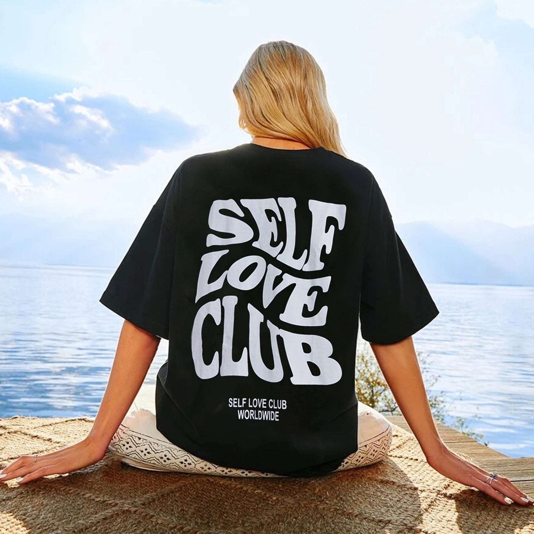 Loose Printed Self Love Club T Shirt
