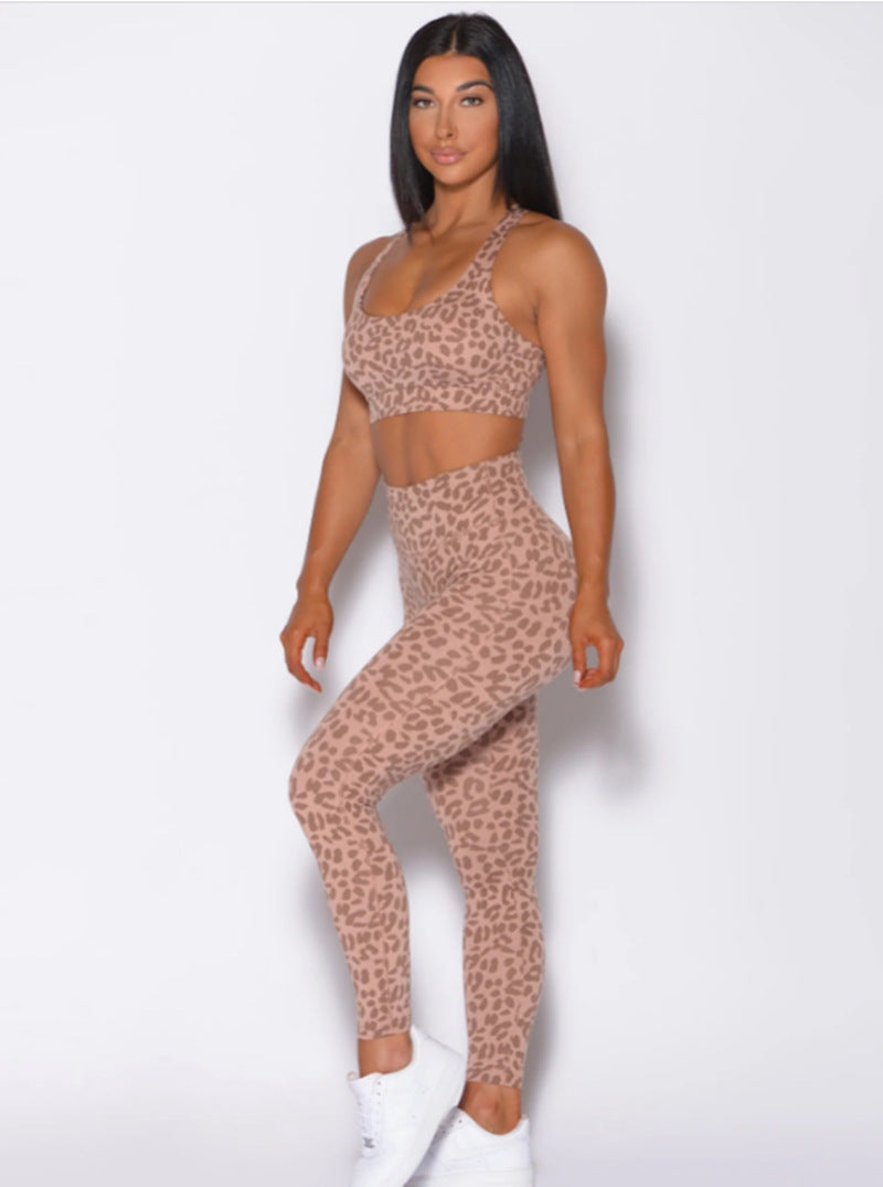 Leopard Print Skinny Fitness Yoga Suit