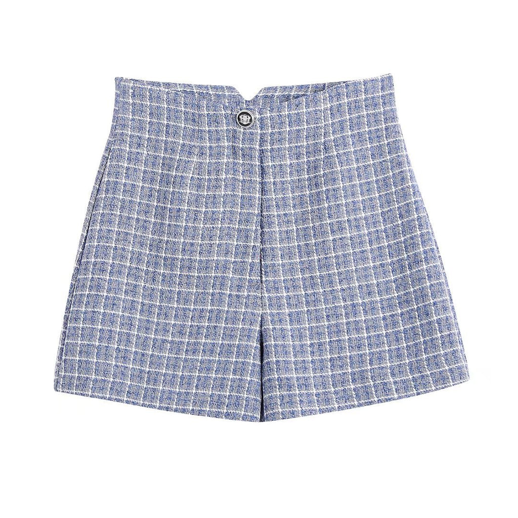 Slim-Fit Tailored Plaid Shorts