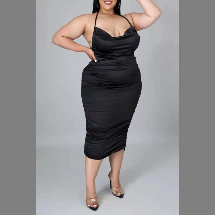 Plus Size Stretch Satin Dress