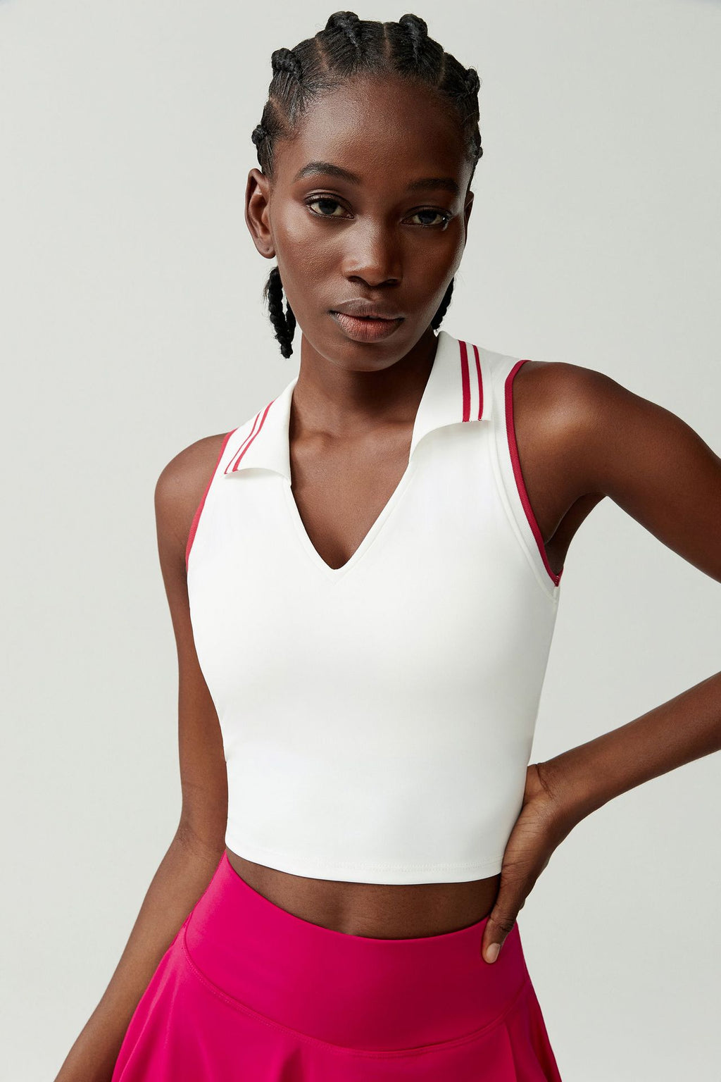 Stand Collar Tennis Women Yoga Fitness Running Top Quick Drying Sleeveless Vest with Chest Pad
