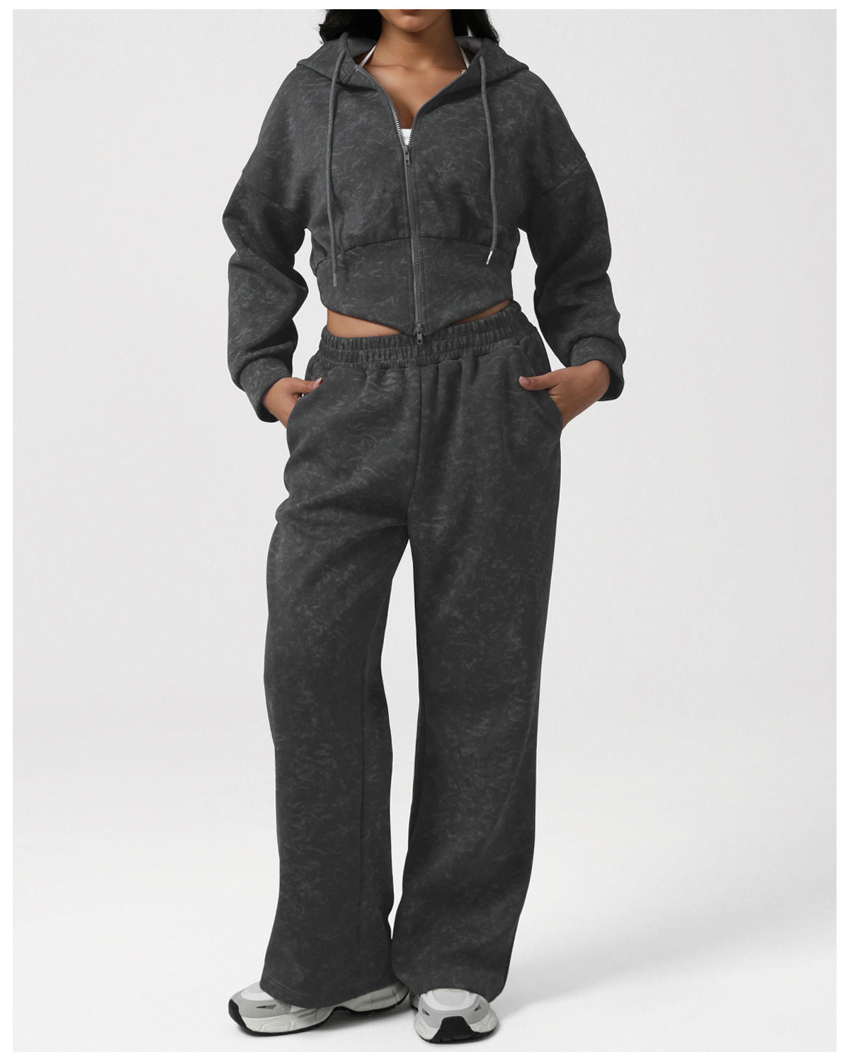 Autumn Winter Sports Yoga High Waist Casual Pants Printed Hooded Jacket Fitness Set Outdoor Sportswear