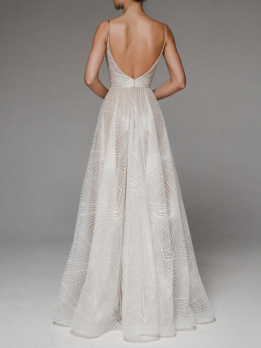 Elegant Embroidered Lace Wedding Dress