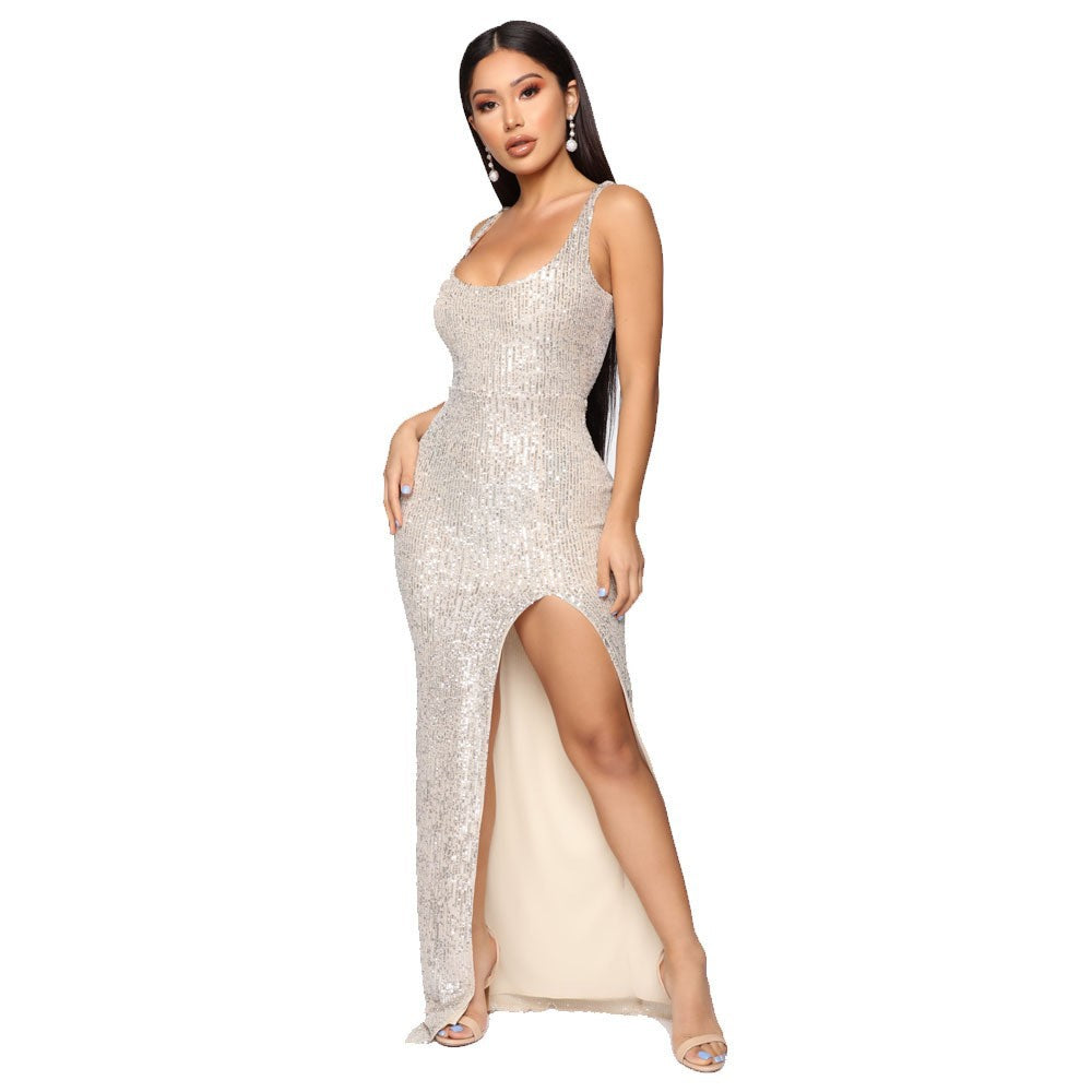 Sequin Sling Split Party Evening Dress