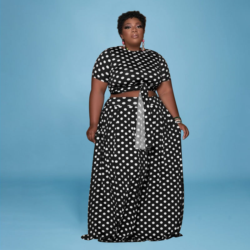 Curve Dot Casual Two-Piece Polka Dot Suit