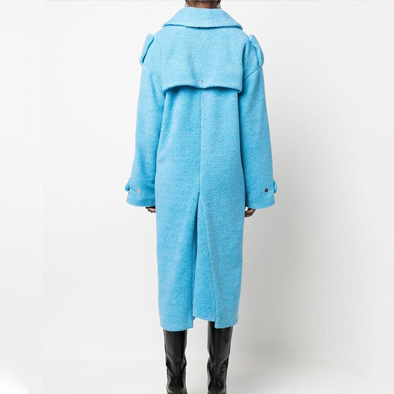 Twisted Waist Blue Plush Coat