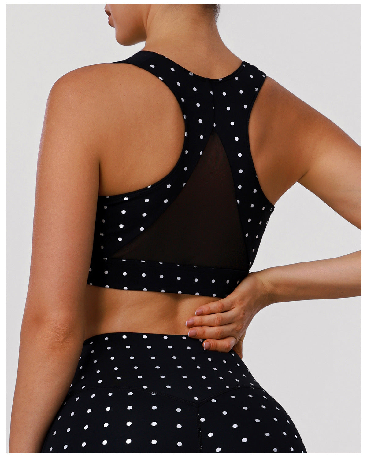 Retro Simple Polka Dot Vest Yoga Abdominal Shaping High Waist Outdoor Cycling Shorts Fitness Two Piece Sets