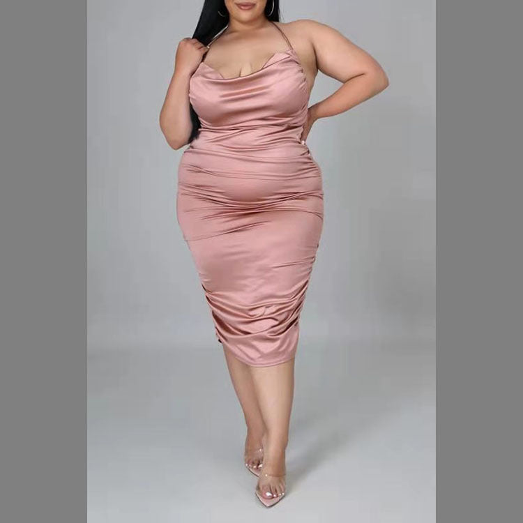 Plus Size Stretch Satin Dress