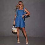 Spring Strap Denim Dress