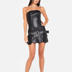 Faux Leather Tube Top Dress