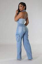 Washing Denim Jumpsuit