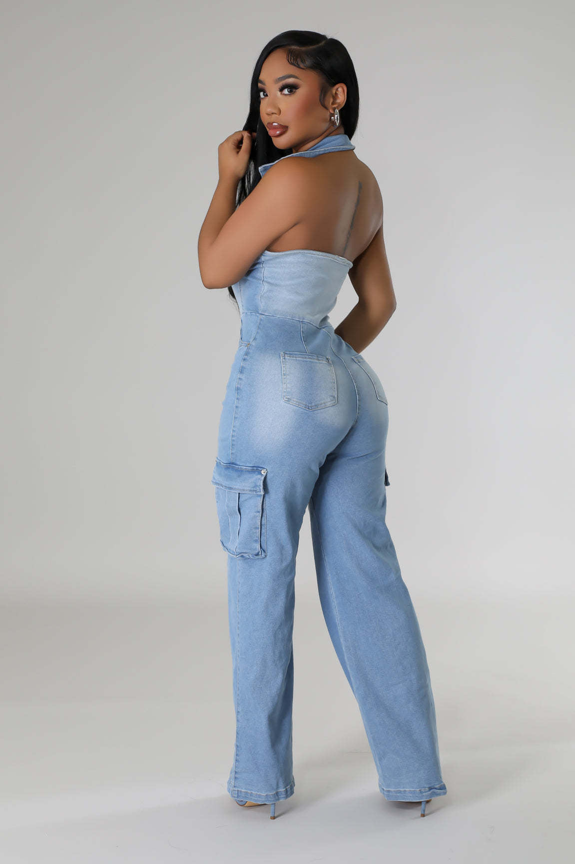 Washing Denim Jumpsuit