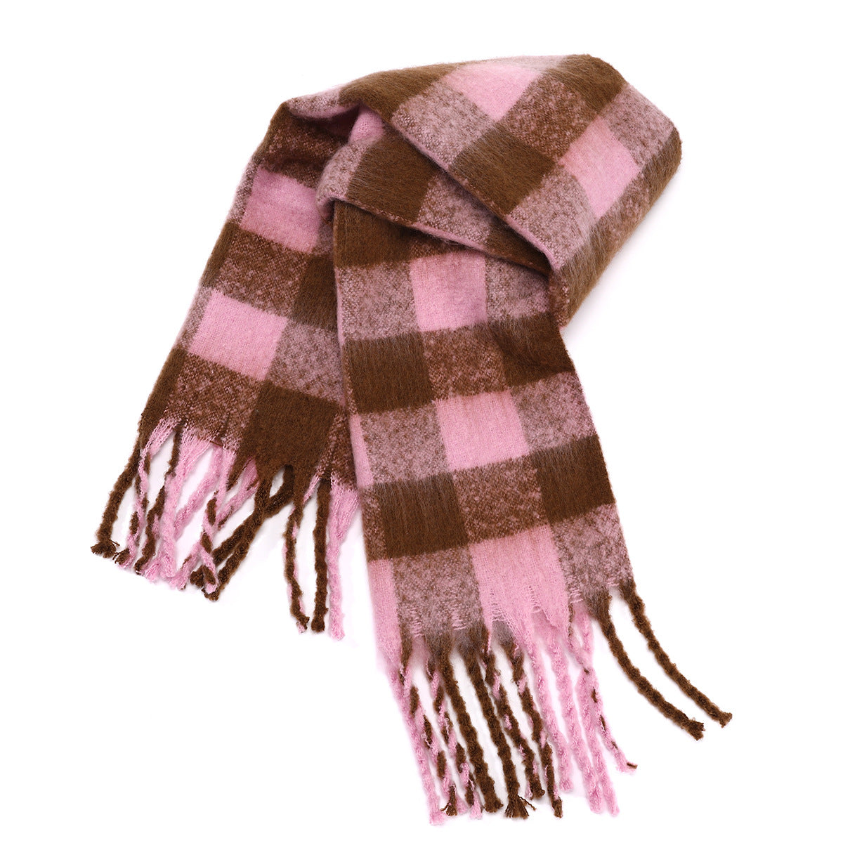 Black White Checkerboard Plaid Thickened Scarf