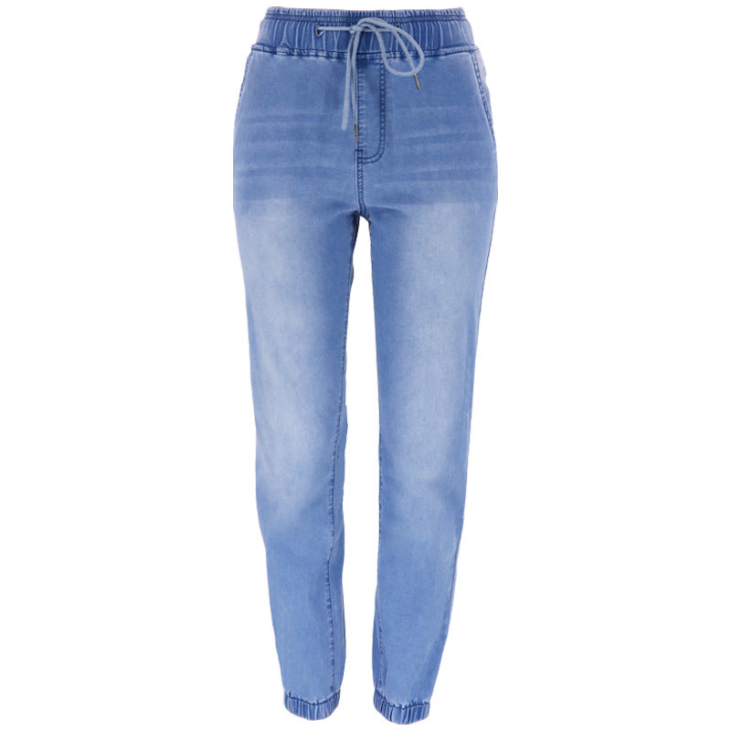 Blue Mid-Waist Light Blue Washed Denim