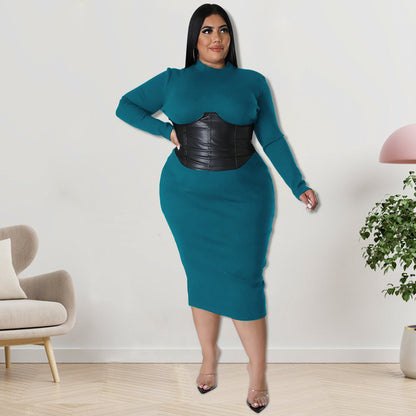 Plus Size Zipped Leather Dress